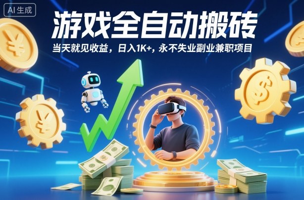 游戏全自动搬砖，当天就见收益，日入1K+，永不失业副业兼职项目【揭秘】-摇钱树